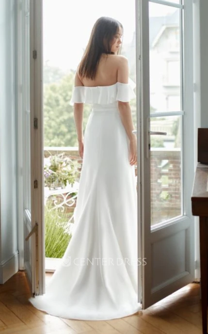 Ethereal Country Satin Sleeveless Wedding Dress with V-neck Open Back