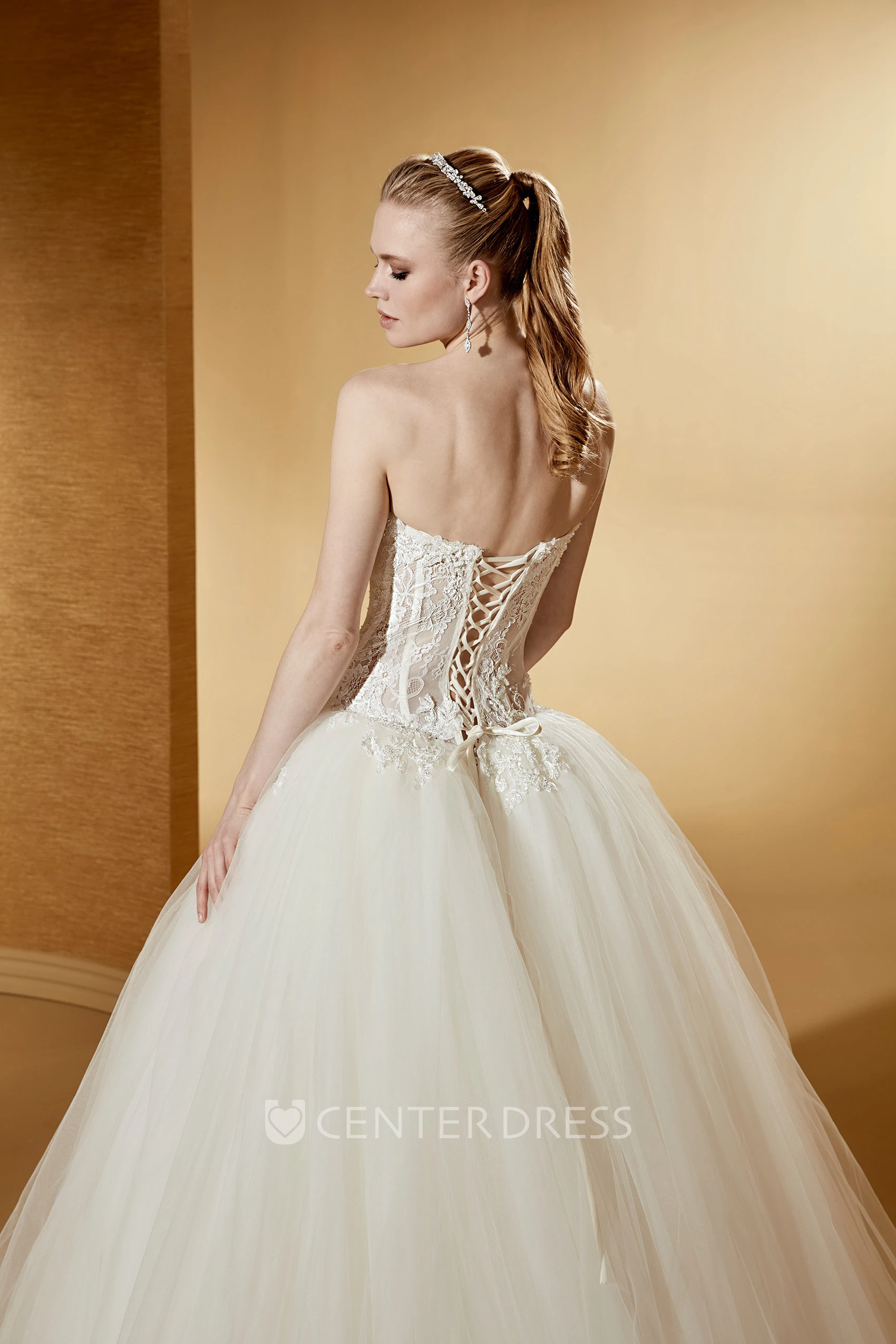 Special Sweetheart Ball Gown With Appliques Illusion Corset