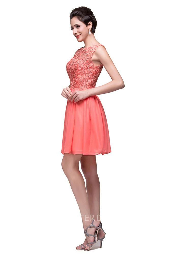 Lovely Lace Sleeveless Hoemcoming Dress Short Chiffon