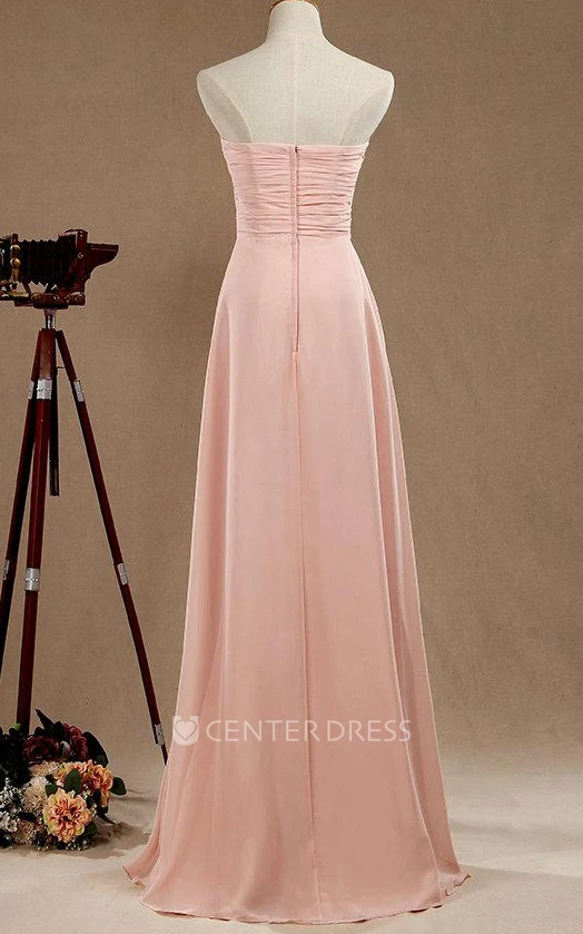 Strapped Sweetheart Chiffon&Satin Dress