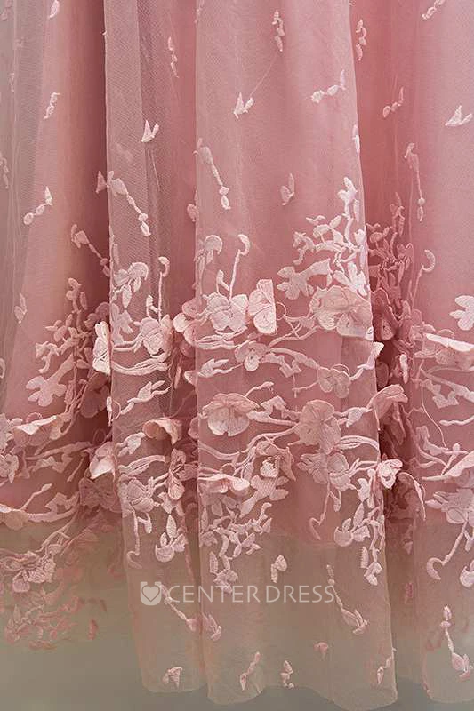 Half Sleeve Scoop Neck A-line Lace Dress With Sash