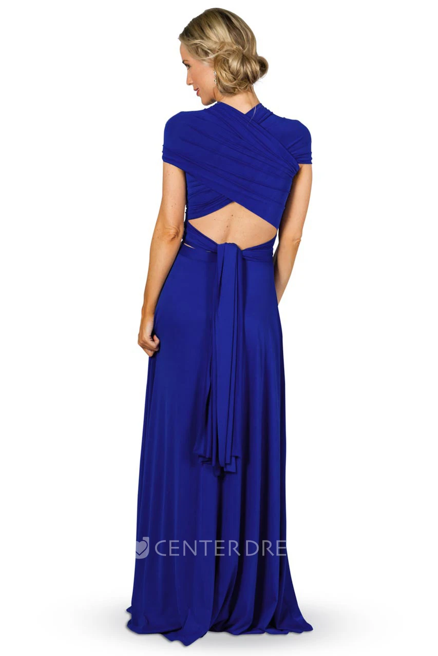 Criss-Cross Sleeveless Strapped Chiffon Convertible Bridesmaid Dress