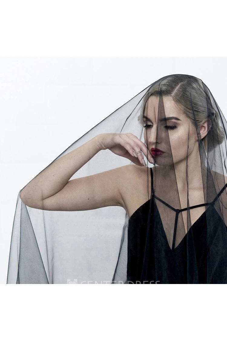 Simple Korean Style Bride Black Soft Tulle Veil 