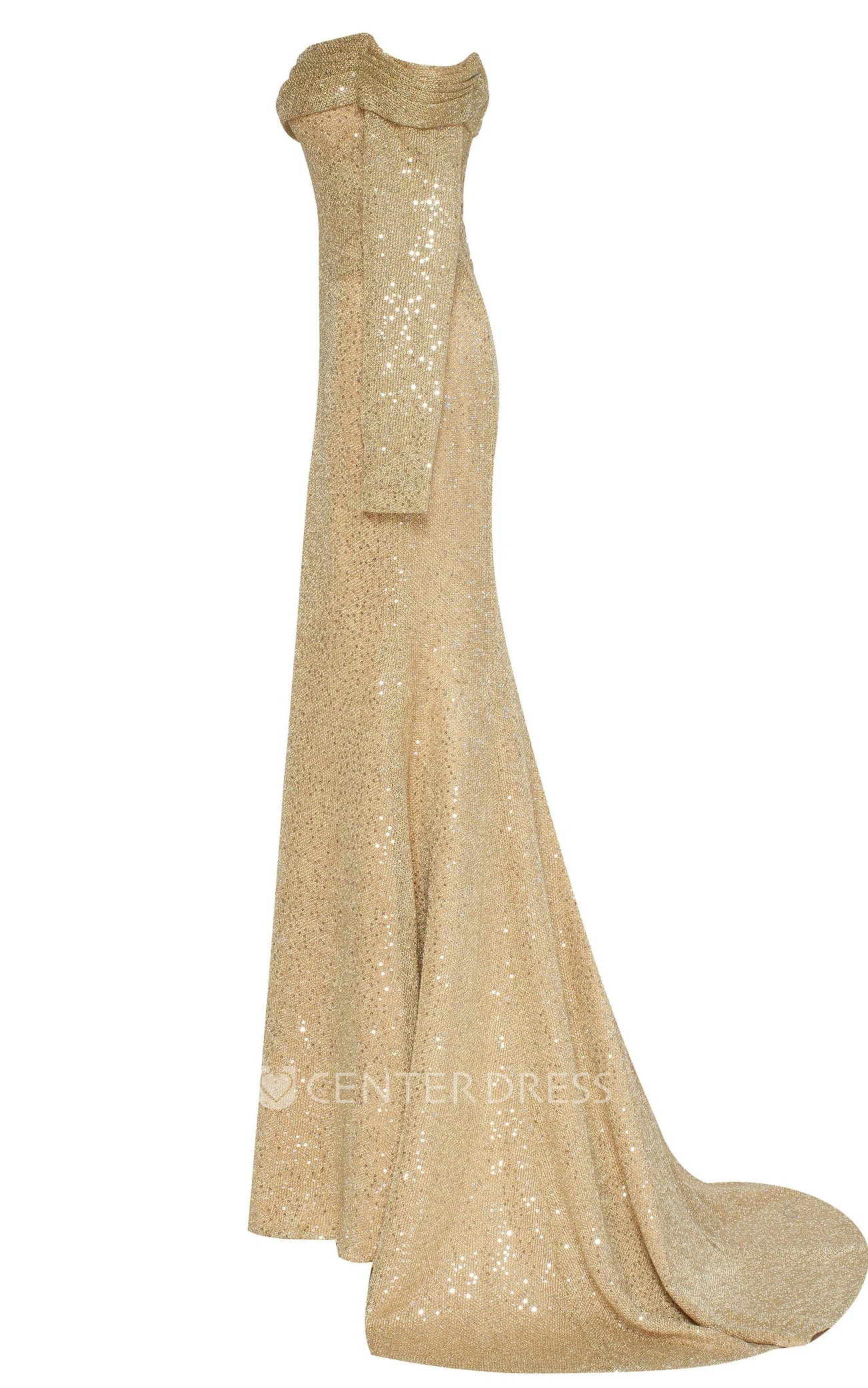 Romantic Trumpet Off-the-shoulder Sequins Guest Dress With Open Back