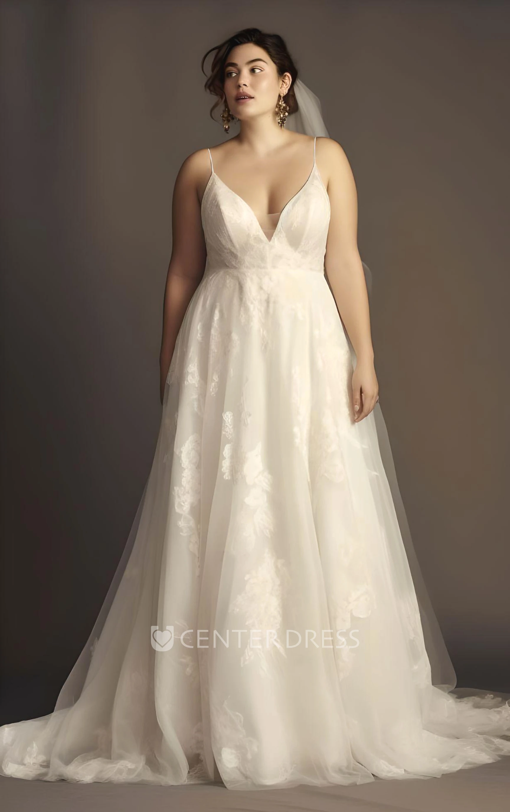Plus Size A-Line Wedding Dress Lace Tulle Sleeveless Appliques 2025 Spaghetti Bohemian Romantic Sexy