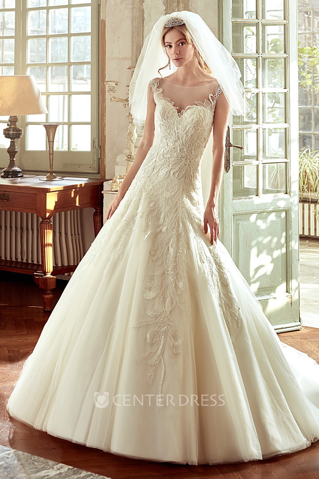 Drop waist a shop line wedding dress