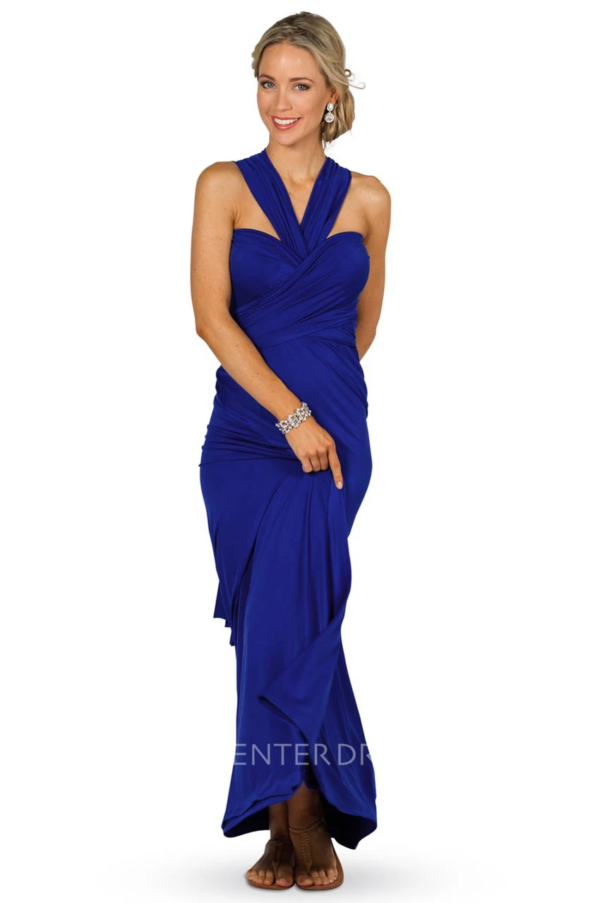 Criss-Cross Sleeveless Strapped Chiffon Convertible Bridesmaid Dress