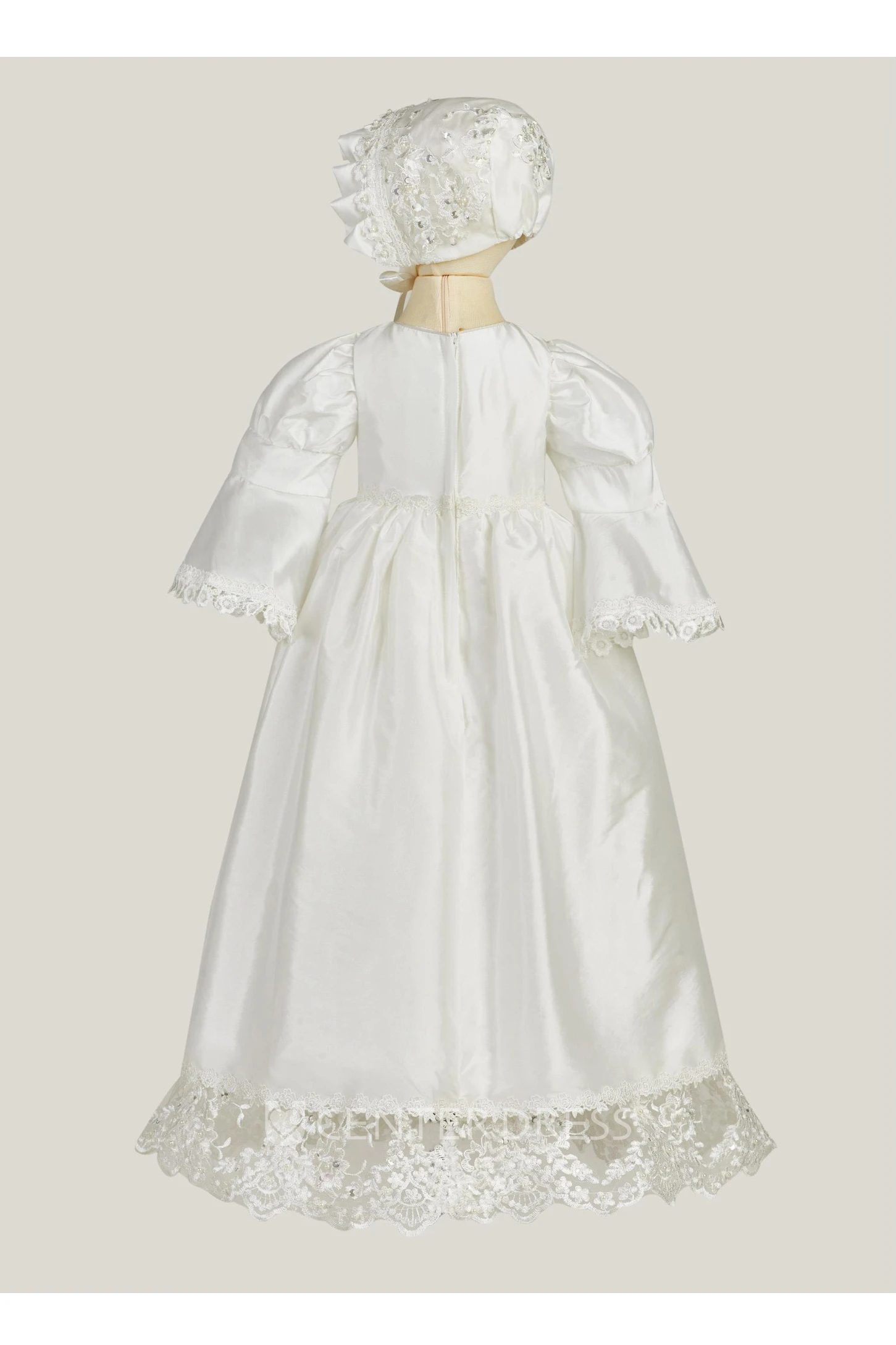 Simple Bell Sleeve Christening Gown With Front Split