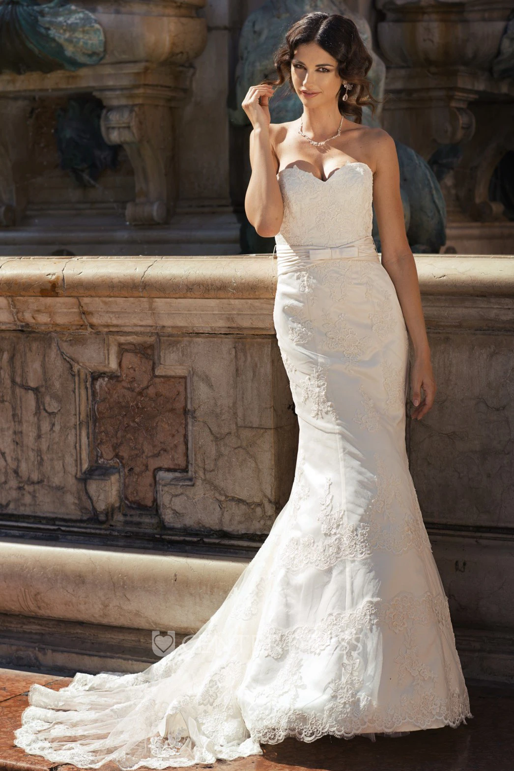 Mermaid Sweetheart Appliqued Sleeveless Floor-Length Lace&Tulle Wedding Dress