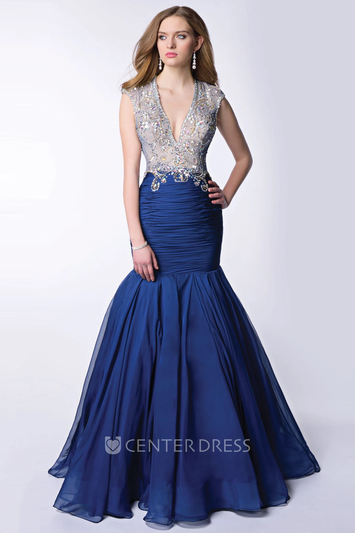 Fit And Flare Chiffon V-Neck Homecoming Dress Featuring Keyhole Back