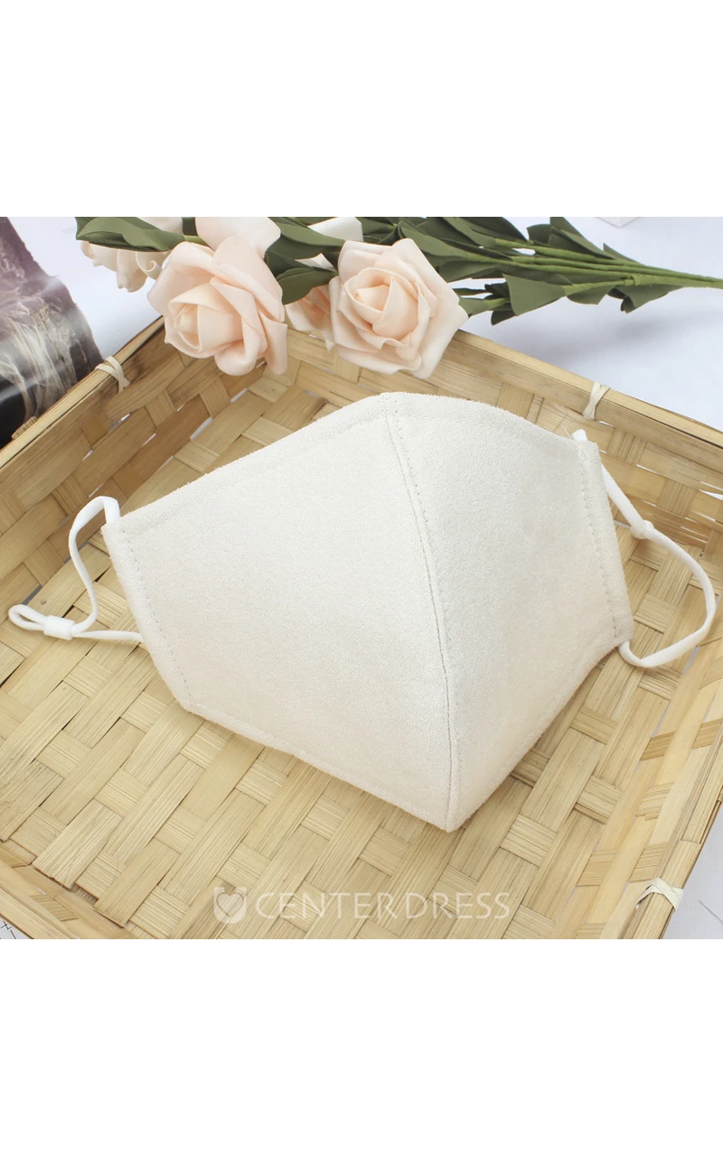 Non-medicial Faux Suede Pure Color Thick Cotton Washable Face Mask In 5 Colors