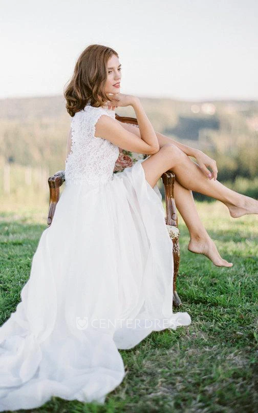 Boho Lace Floor-Length Cap Dress With Keyhole Back