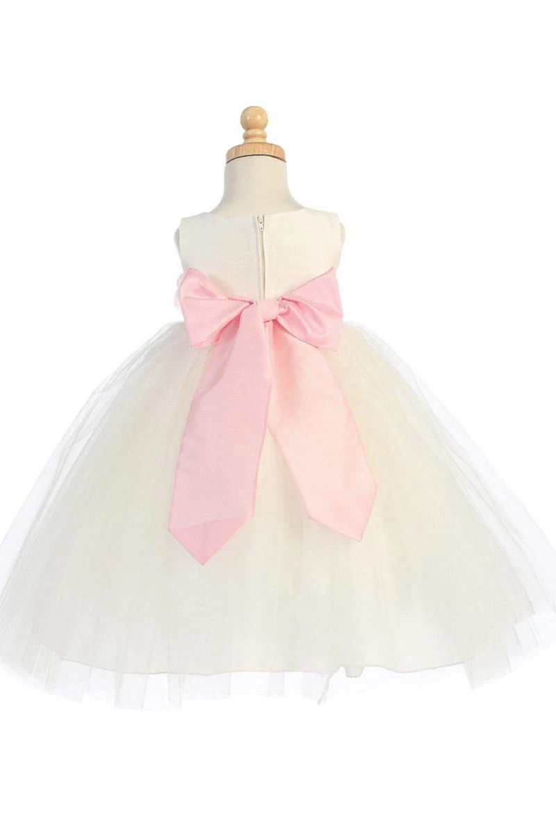 Tea-Length Tiered Tulle Flower Girl Dress