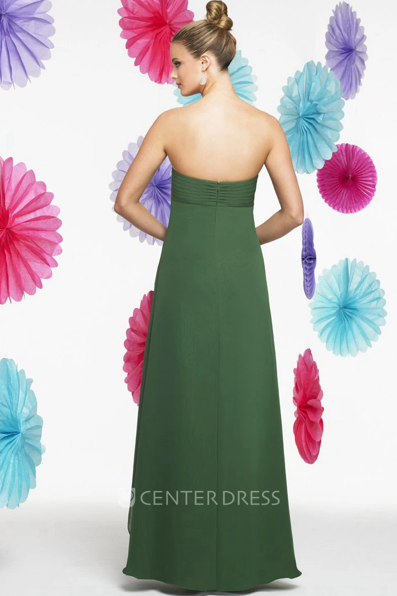 Floor-Length Sleeveless Empire Criss-Cross Sweetheart Chiffon Bridesmaid Dress