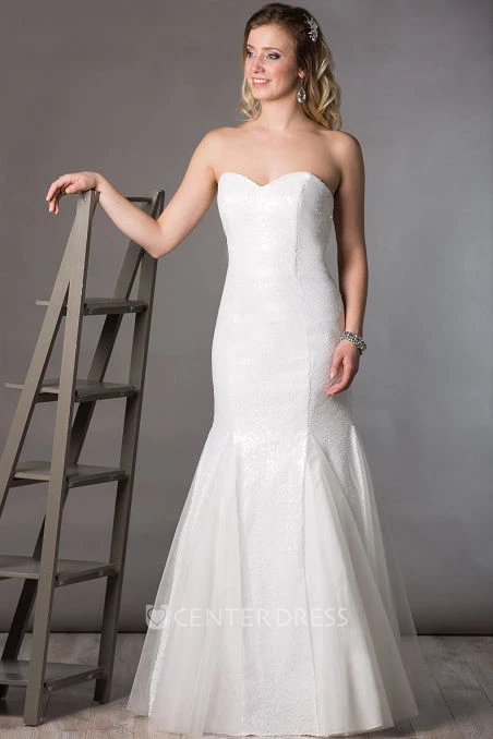 Sweetheart Mermaid Bridal Gown With Sequins And Tulle Skirt