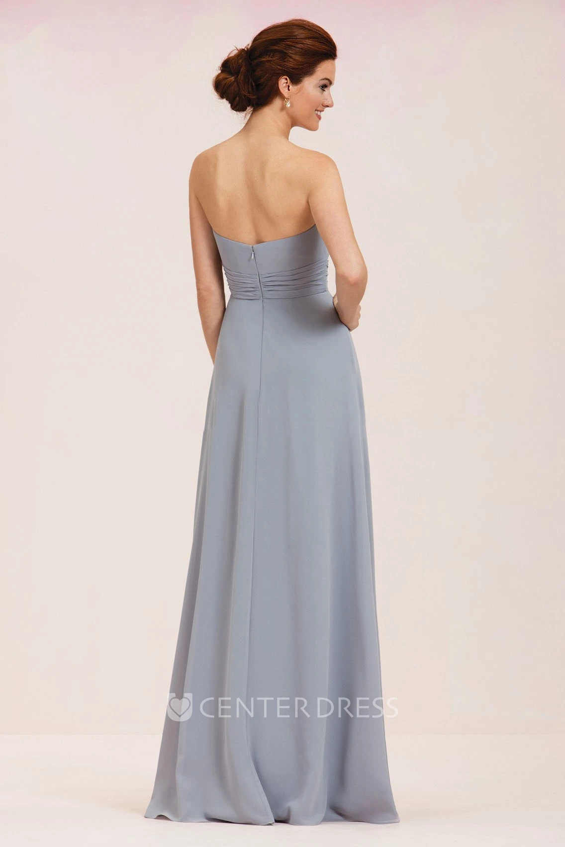 Sweetheart Long Bridesmaid Dress With Pleats And Knot Detail