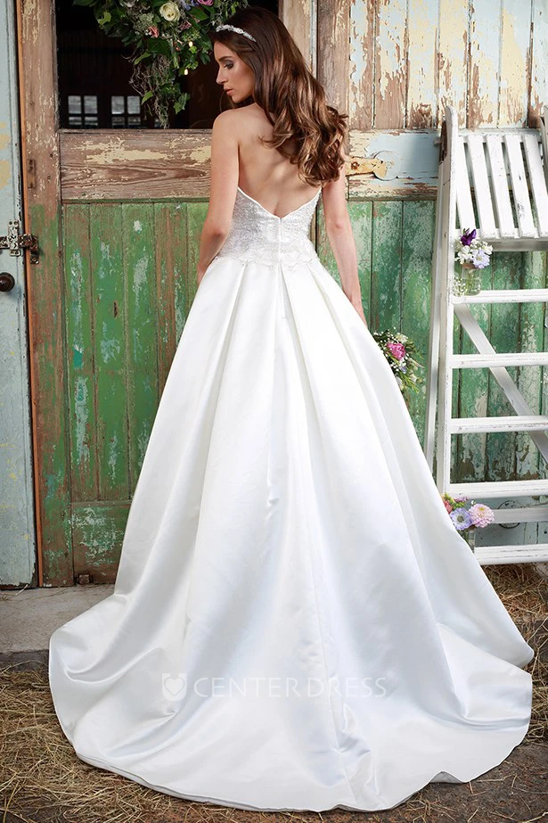 Sheath Sweetheart Satin Wedding Dress With Beading