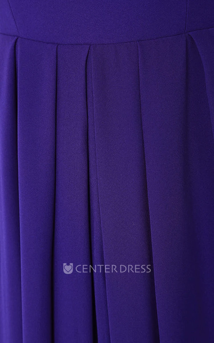 Simple Sleeveless V-Neck A-Line Chiffon Long Dress With Front Split