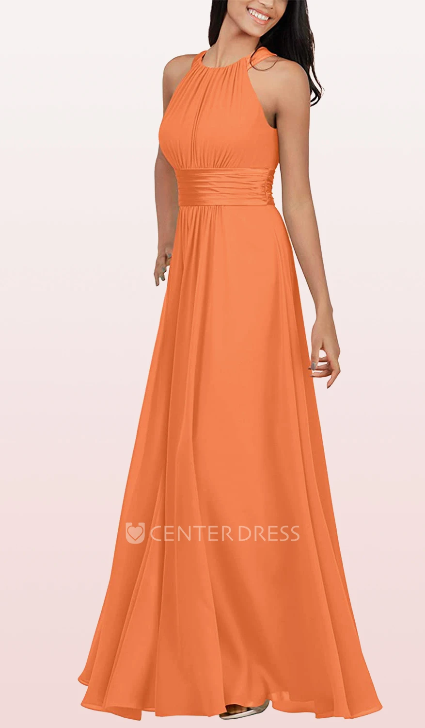 Chiffon Ankle-length Halter A Line Sleeveless Bridesmaid Dress With Ruching