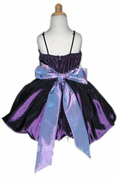 Straps Tea-Length Cap-Sleeve Beaded Flower Girl Dress
