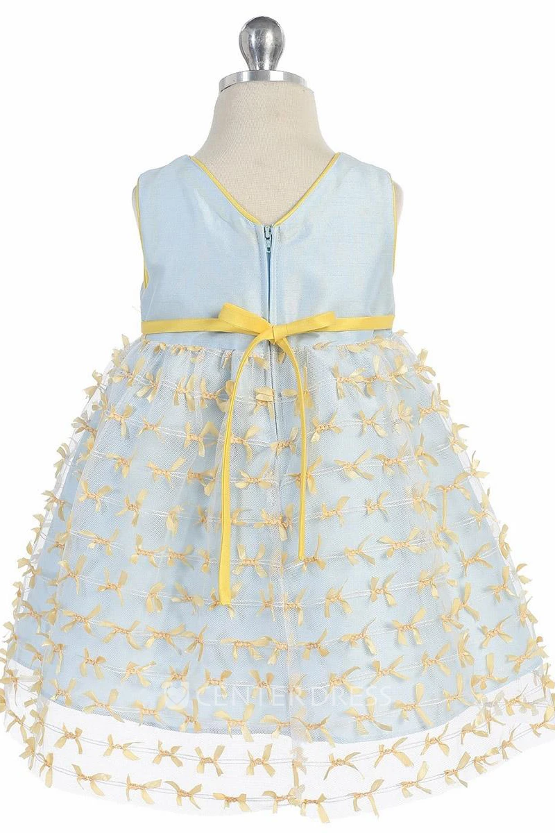 Sleeveless Bowed Flower Girl Dress