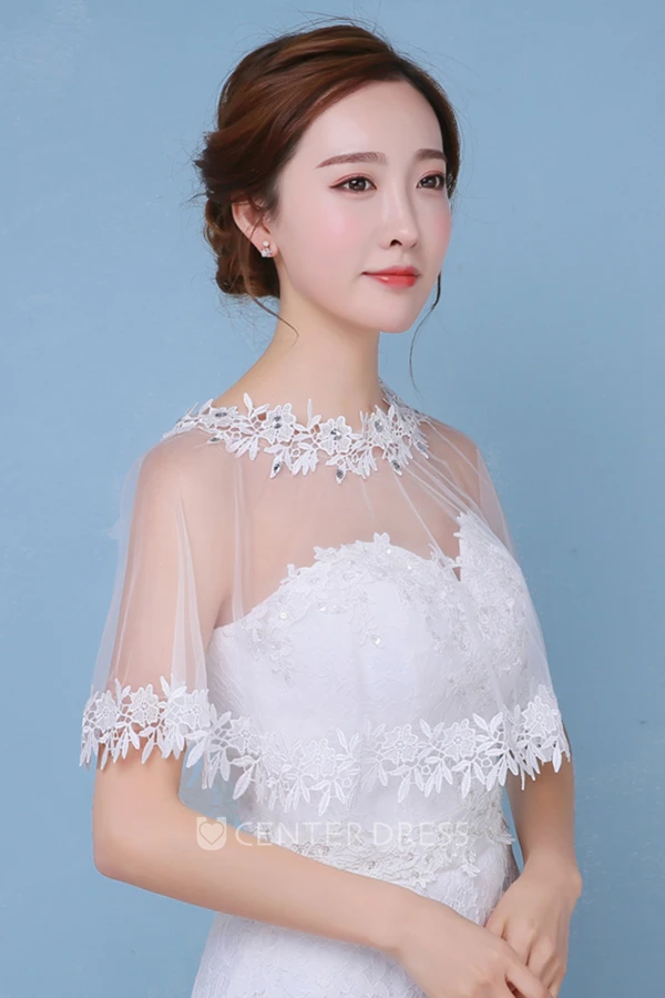 New Summer and Summer Lace Cape Rhinestone White Shawl