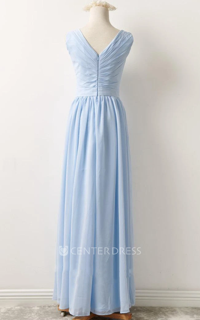 Short Long V-neck Chiffon Dress