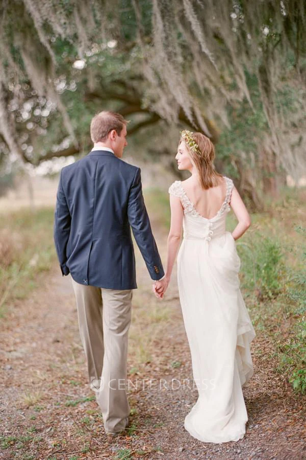 A Line Sweetheart Chiffon Zipper Wedding Dress
