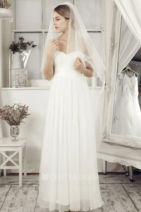 Sheath Empire Maxi Sweetheart Chiffon Wedding Dress With Zipper