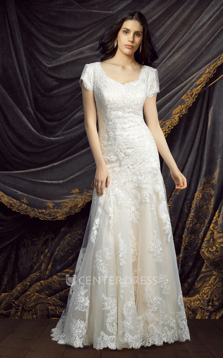 Queen Anne Neckline Dress