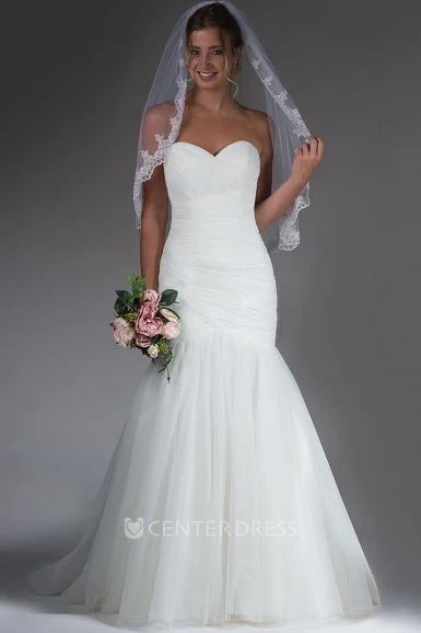 Sweetheart Mermaid Tulle Bridal Gown With Removable Crystal Sash