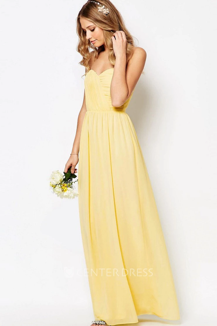 Sheath Sweetheart Ankle-Length Chiffon Bridesmaid Dress With Criss Cross And Zipper