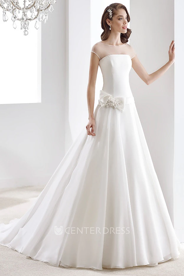 Strapless High-low Wedding Gown with Cascading Ruffles and Pleated Bodice