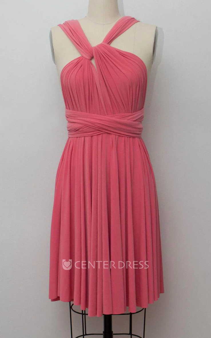 Coral Short Infinity Convertible Formal Multiway Wrap Dress