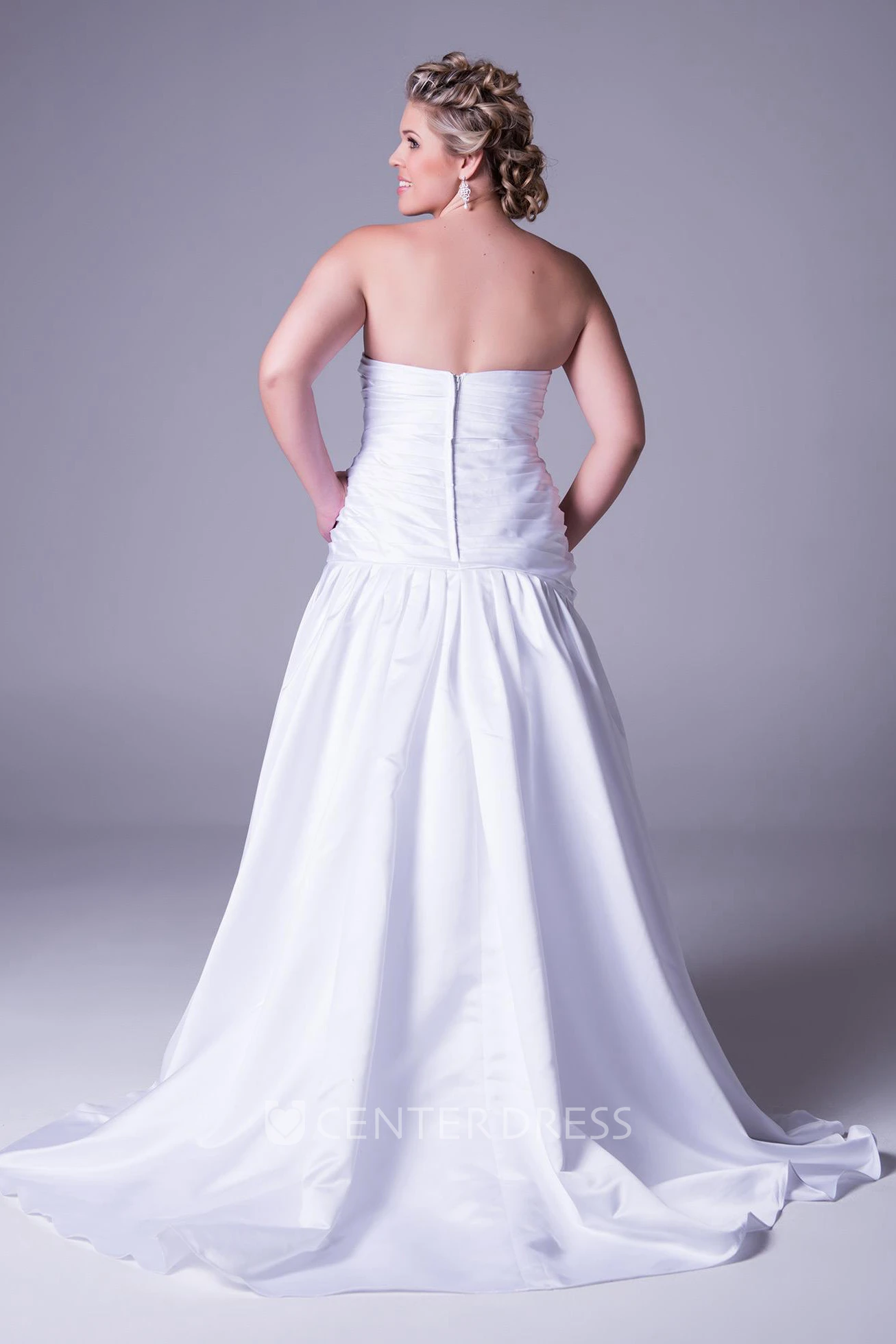 Sweetheart Satin Plus Size Wedding Dress With Criss Cross And Zipper