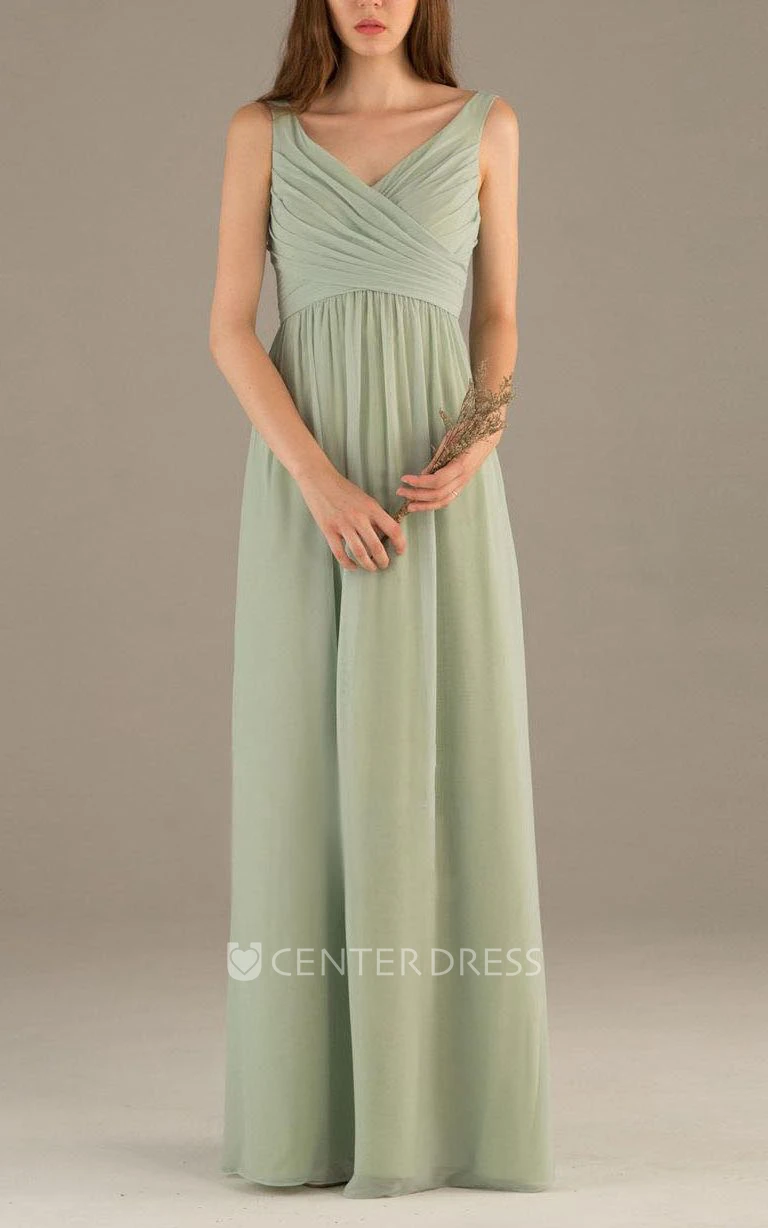 Simple Dusty Green Bridesmaid Dress