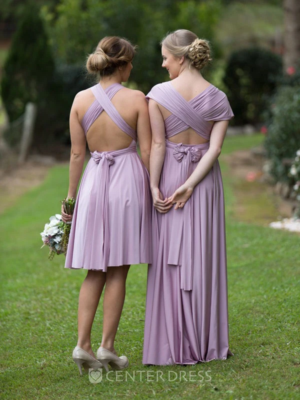 Knee-Length Sleeveless Strapped Ruched Chiffon Bridesmaid Dress