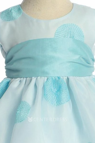 Floral Tiered Organza Flower Girl Dress With Embroidery