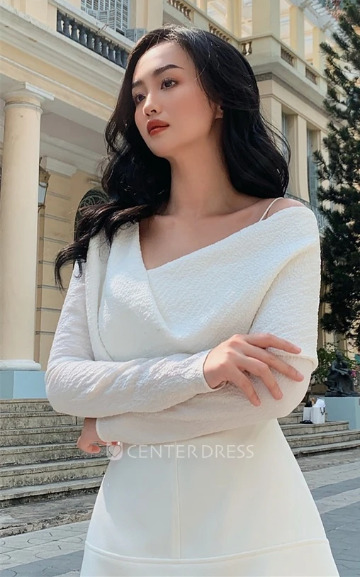 Ethereal One-shoulder A Line Satin Tea-length Cocktail Dress