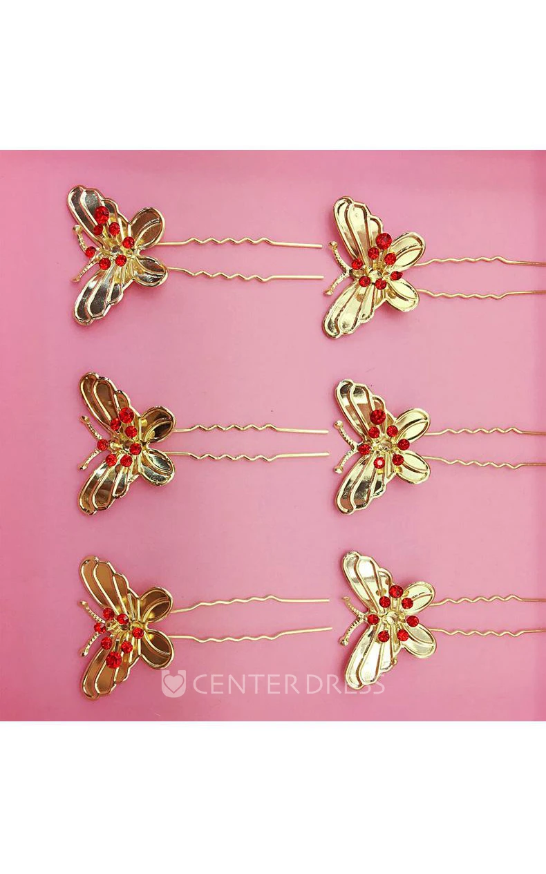 Bride Red Headdress Hair Ornaments Chinese Cheongsam Wedding Accessories Plate Hairpin U-Shaped Clip