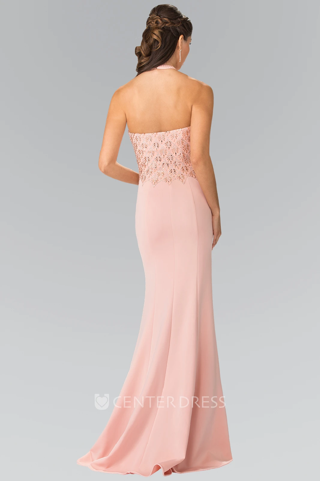 Sheath Long Scoop-Neck Sleeveless Jersey Backless Dress With Sequins