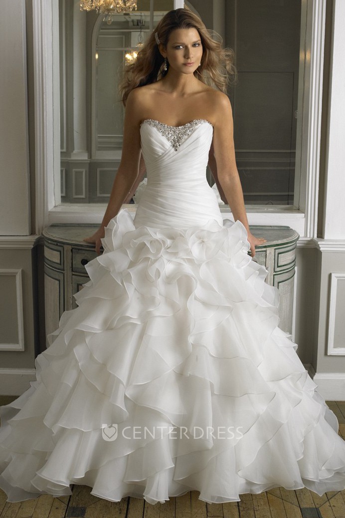 Strapless ruffle 2024 wedding dress