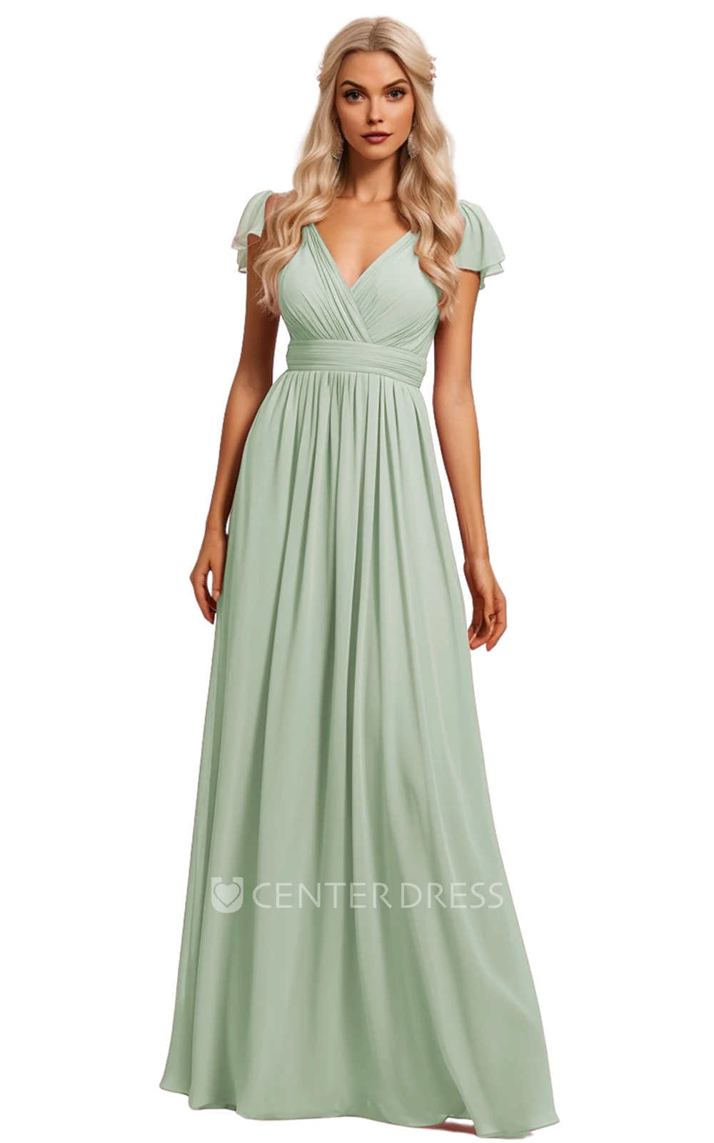Bohemian A-Line Chiffon Bridesmaid Dress with V-neck and Deep-V Back 2026 Unique