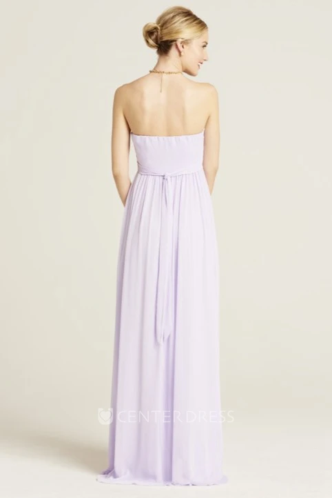 Maxi Sweetheart Ruched Empire Sleeveless Chiffon Bridesmaid Dress