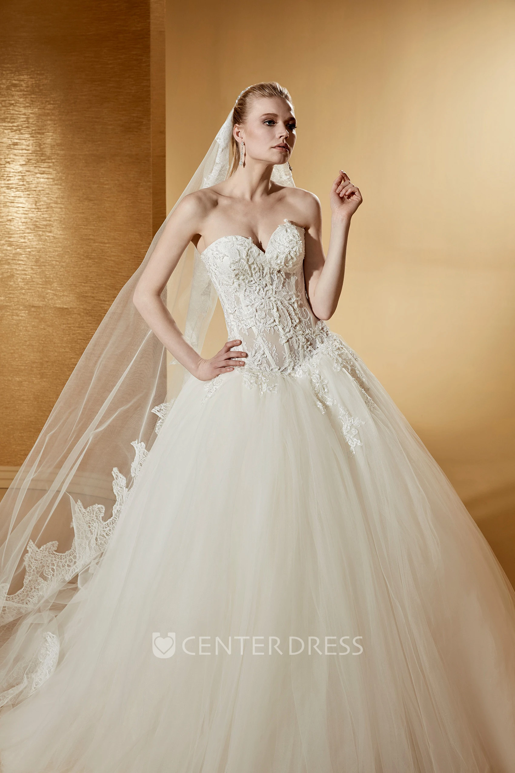 Special Sweetheart Ball Gown With Appliques Illusion Corset