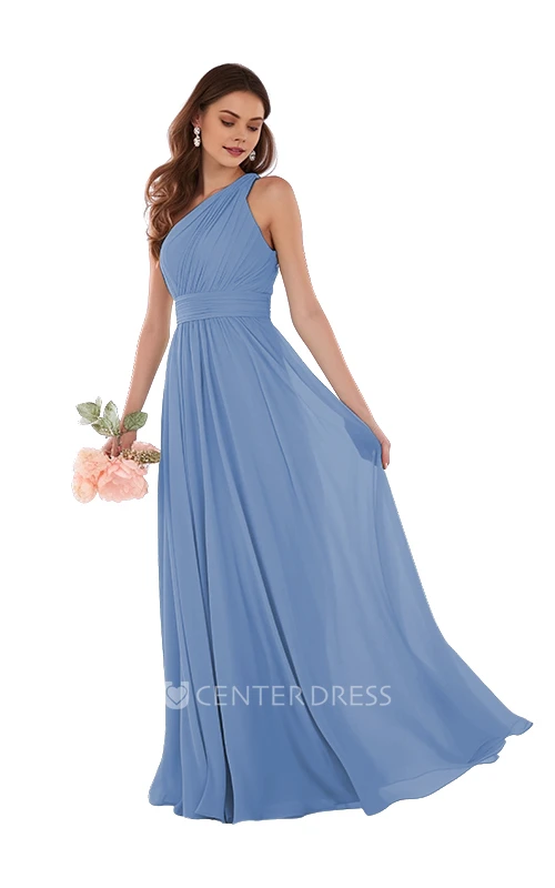One-shoulder Chiffon Elegant A-Line Bridesmaid Dress