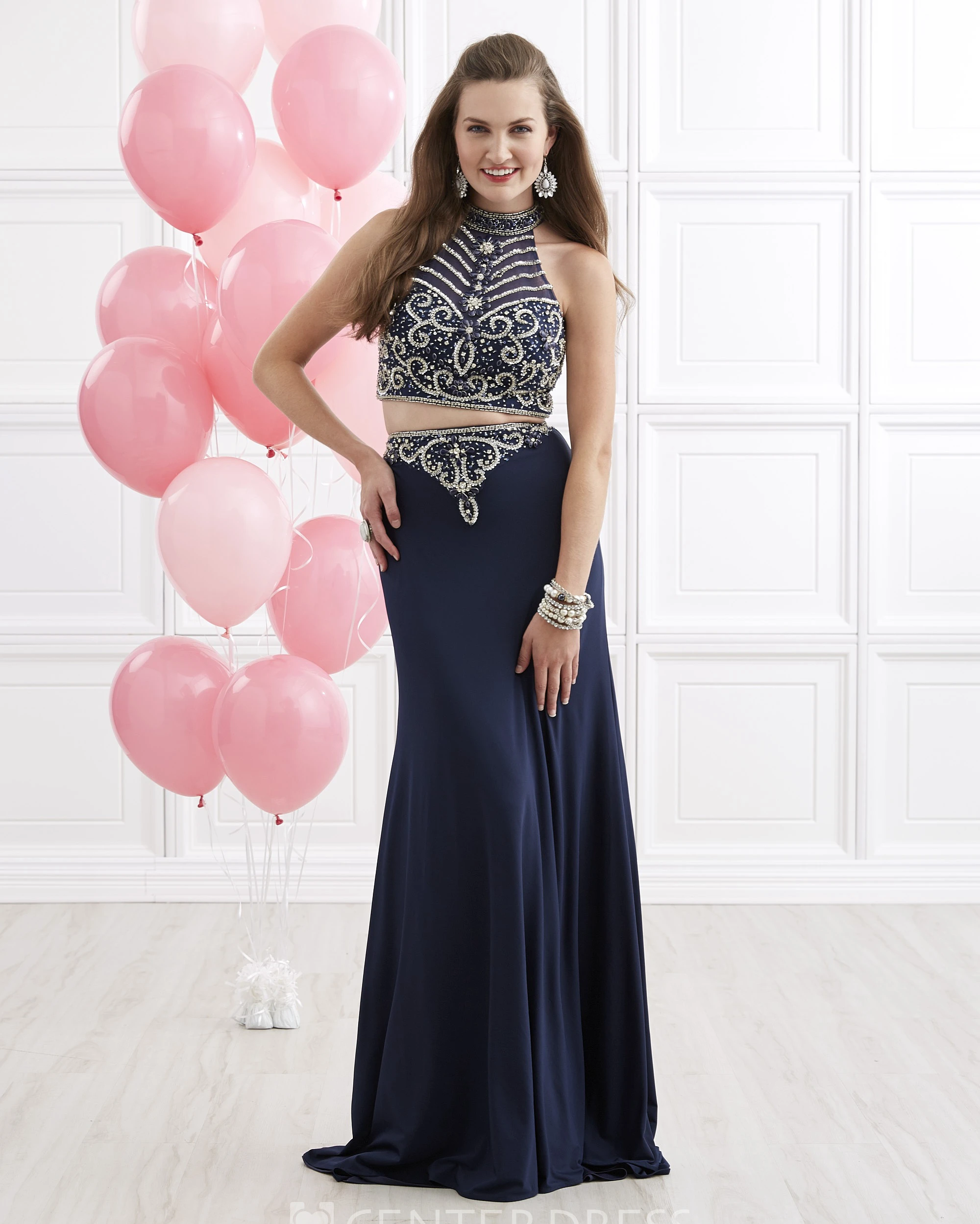 Sheath Long High Neck Sleeveless Jersey Illusion Dress With Beading