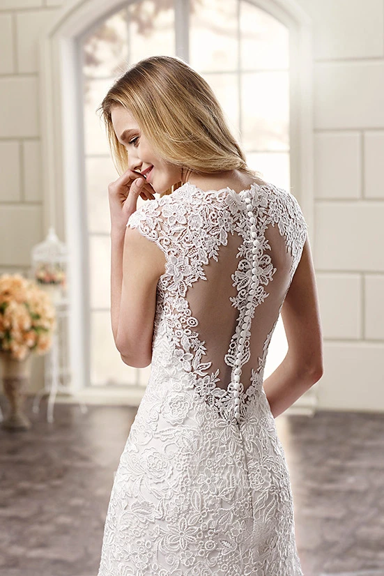Mermaid Cap-Sleeve Lace Wedding Dress With Illusion