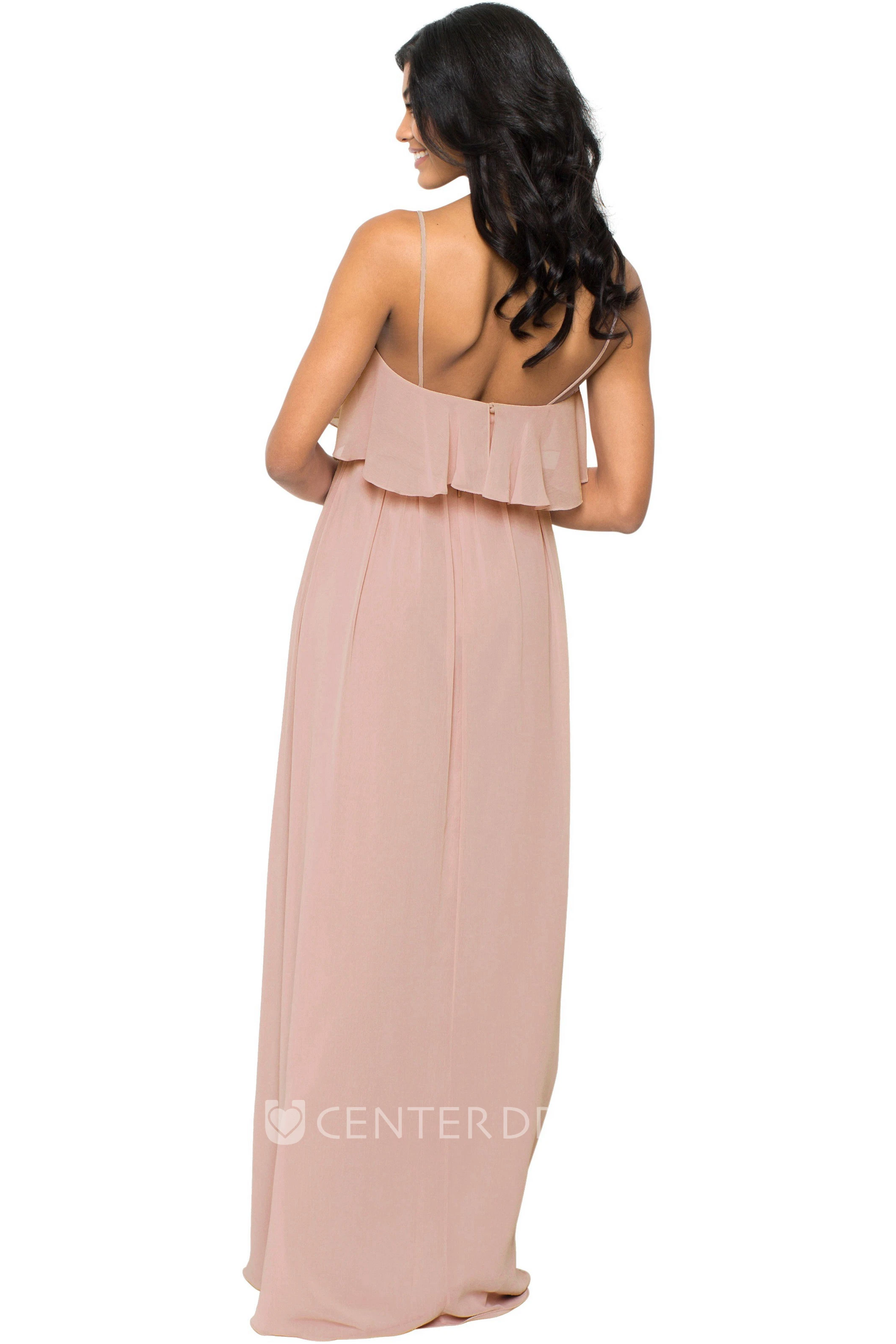 Sleeveless Spaghetti Draped Chiffon Muti-Color Convertible Bridesmaid Dress