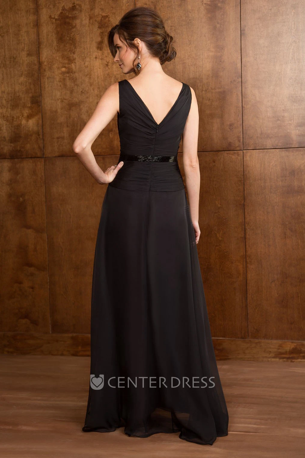V-Neck Sleeveless A-Line Gown With Matching Shawl